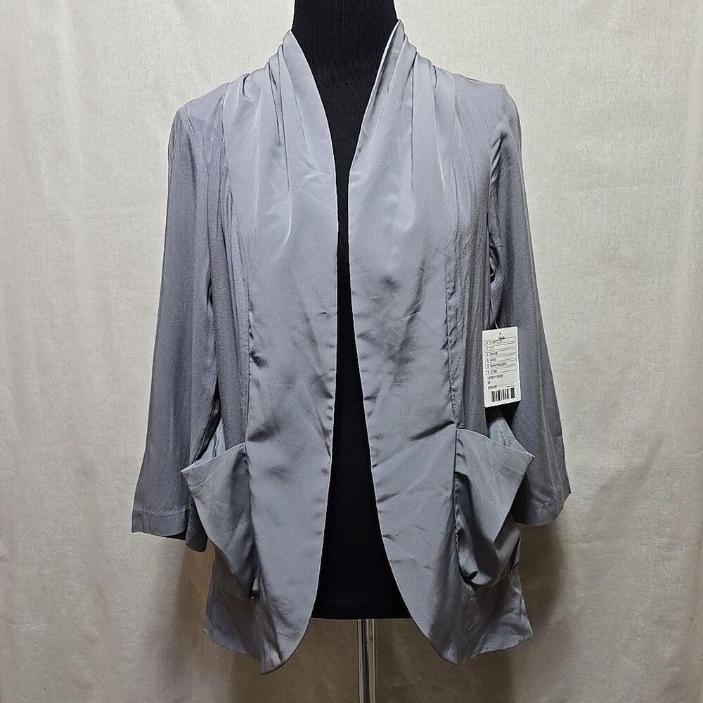 Kimchi Blue Open Front Cardigan Womens Size Medium Grey Rayon Pockets Lightweigh